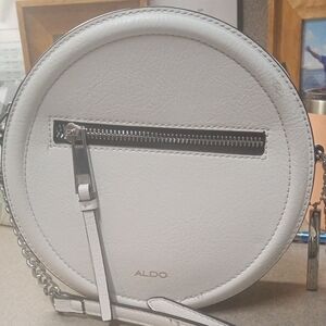 Aldo Elegant White Circular Crossbody Bag